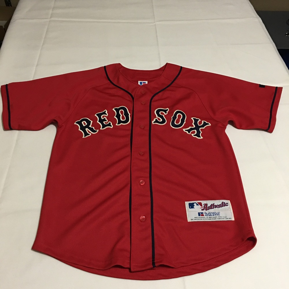 Boston Red Sox MLB Baseball Jersey Youth 10/12 Red Russell Athletic Button Front